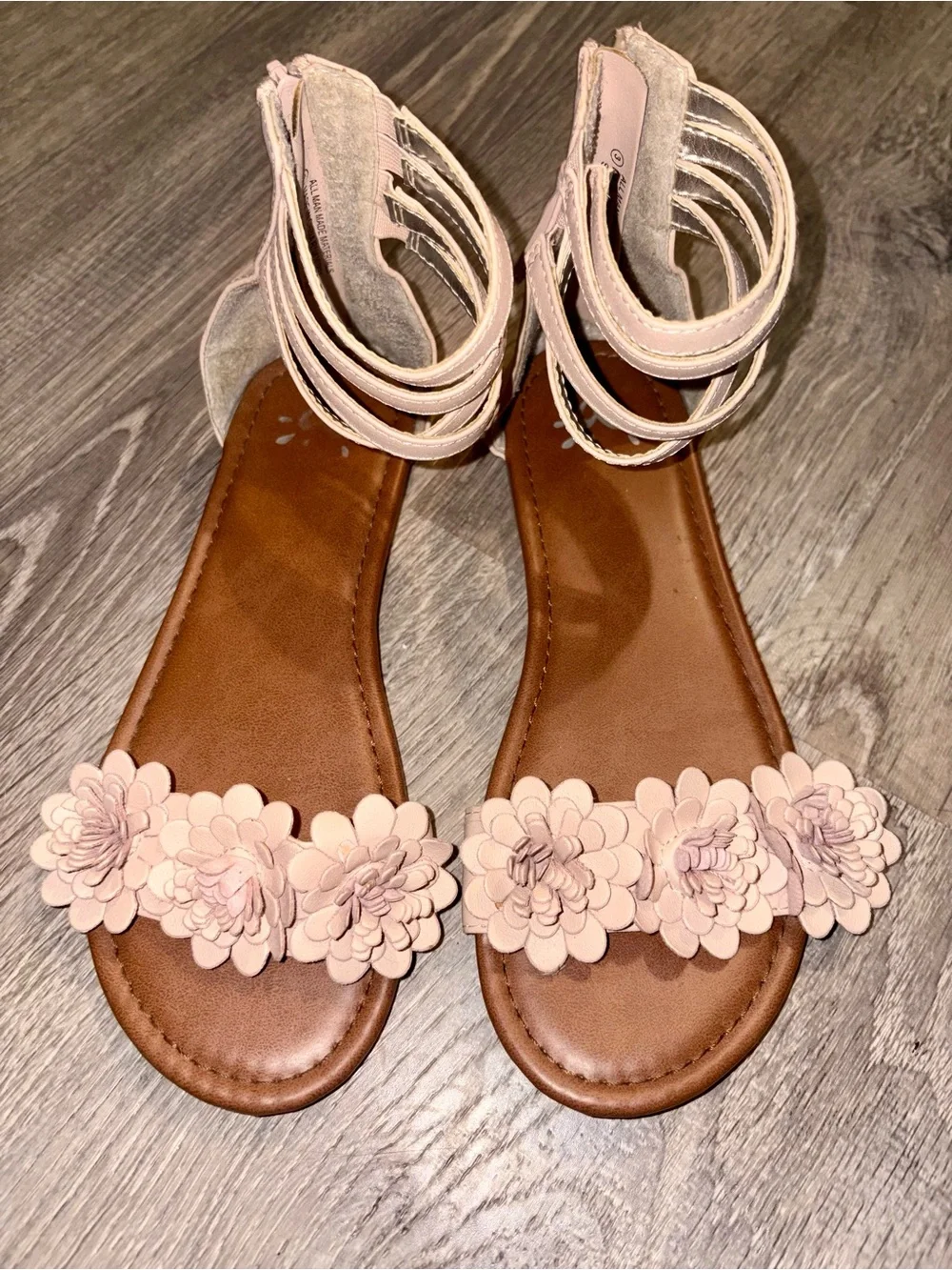 Justice Pink Floral Ankle-Strap Girls Sandals